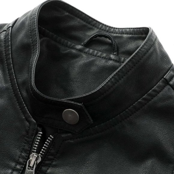 Black Mens PU Leather Jacket - Picture 5 of 7
